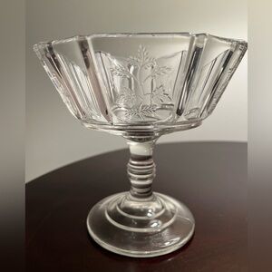 Antique Sprig Indian Tree Open Compote Early Clear Glass Royal Panelled